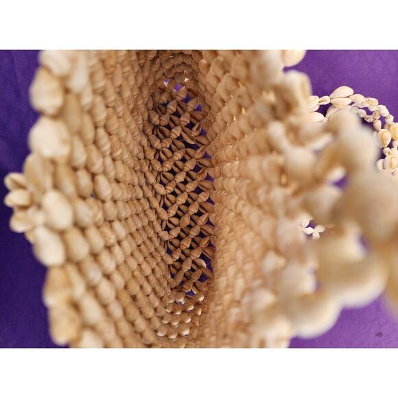 Vtg Unique Handmade Cowrie Seashell Handbag Shoulder Boho Beach Fairy Purse - Picture 4 of 8